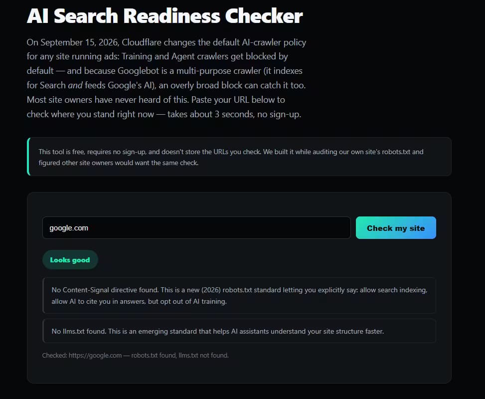 AI Search Readiness Checker
