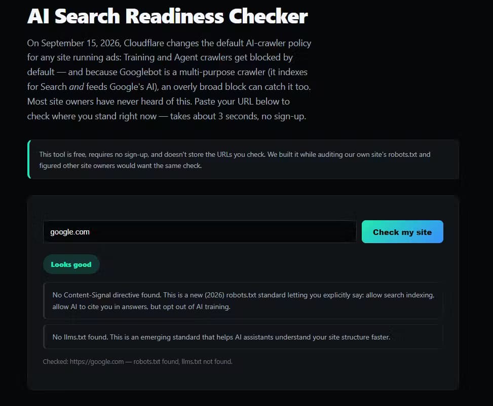 AI Search Readiness Checker