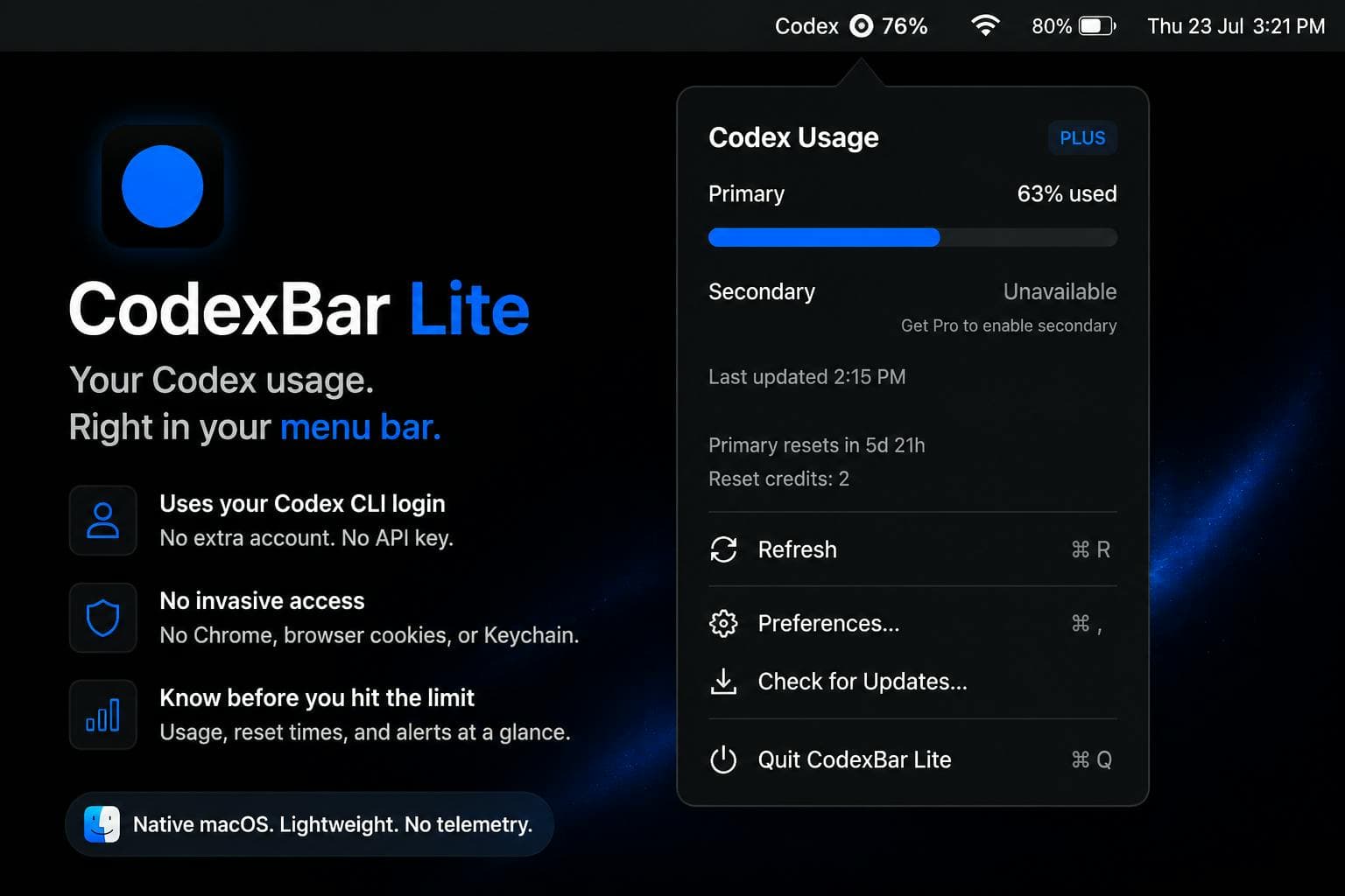 CodexBar Lite