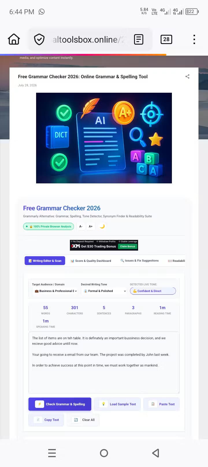 Free AI Grammar Checker