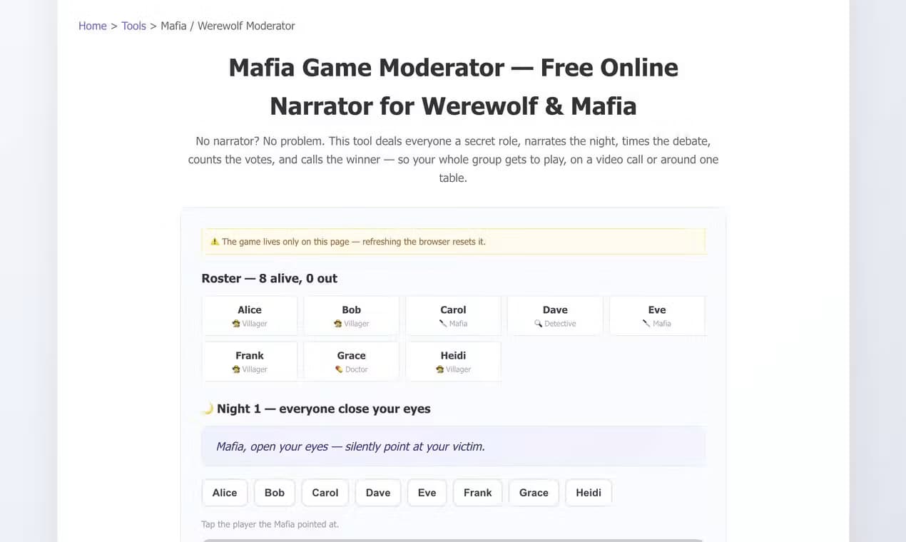 Mafia Game Moderator