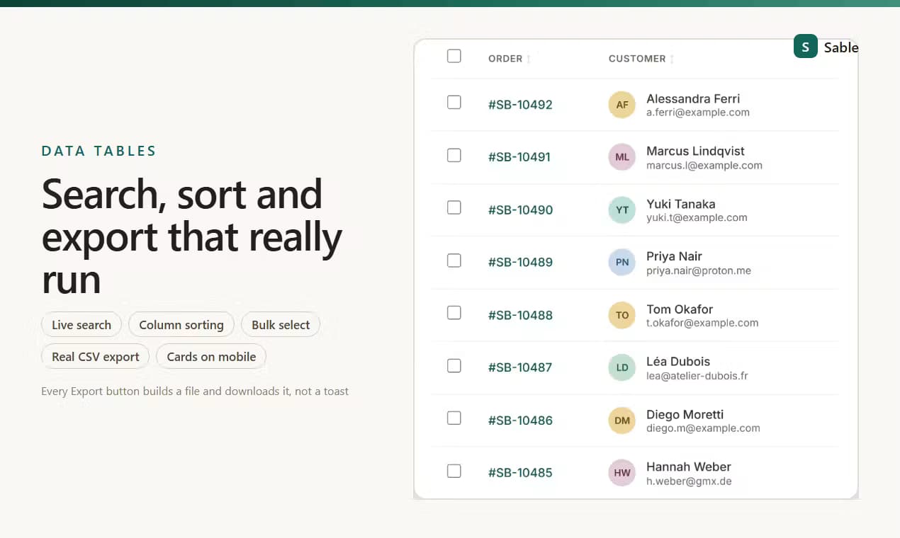 Sable Dashboard